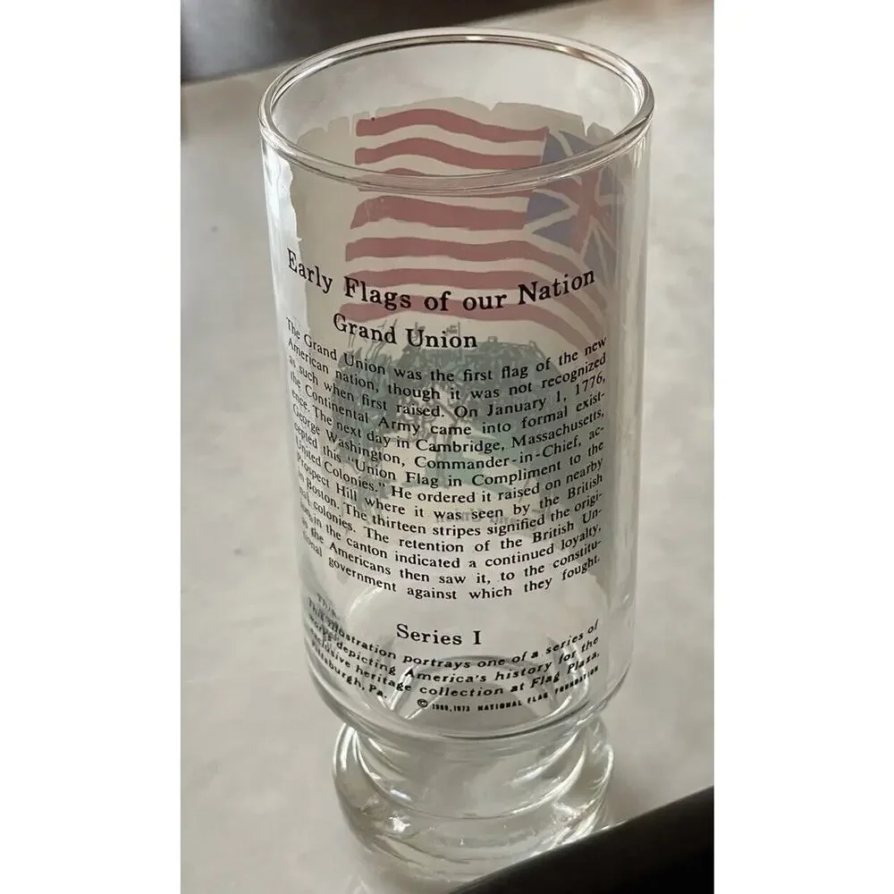 Vintage Early Flags of our Nation Grand Union Drinking Glass Flag Foundation 70s